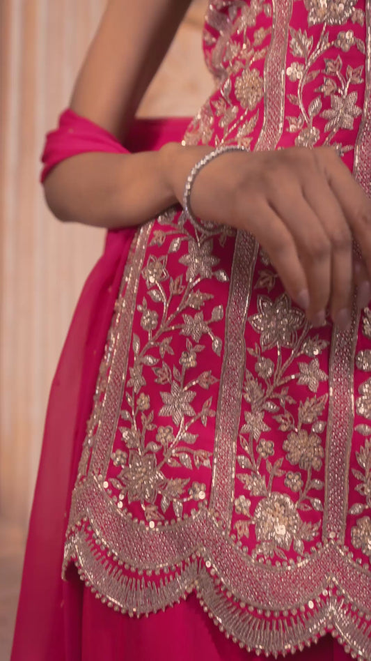 Fushcia Pink Kurta Sharara Set